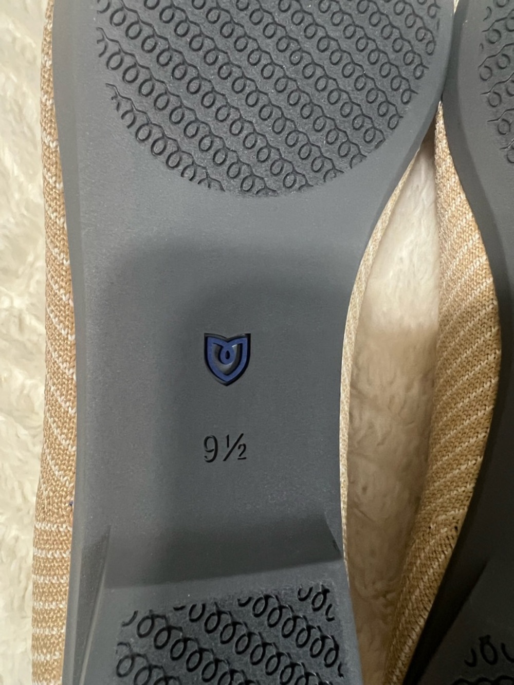 Rothy's Beige Knit Flats with Blue Heel Trim - Picture 12 of 15